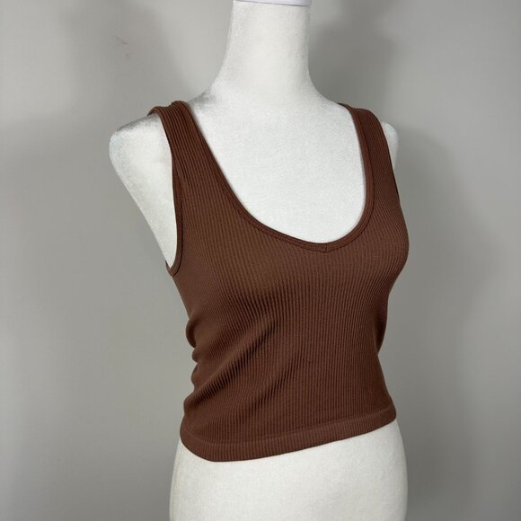 Suzette Collection Brown Ribbed V Neck Tank Top Women’s M/L - Picture 5 of 5